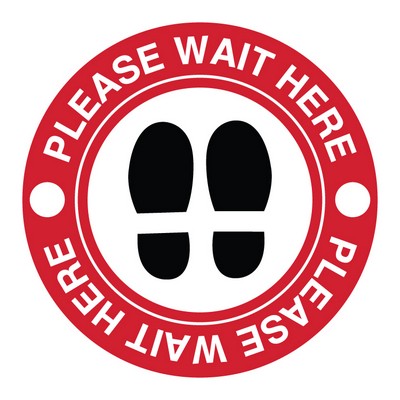 'Wait Here' Circle Floor Decal - 12"