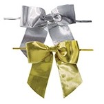 1 1/2" Pre-Tied Metallic Bow w/Wire Twist