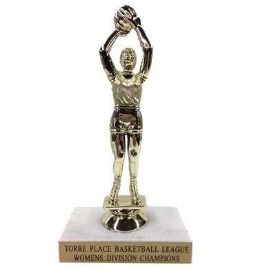 6½" Female Basketball Trophy w/Marble Base