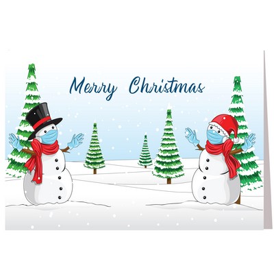 Distant Snowmen Covid-19 Holiday Greeting Card