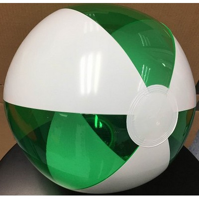 16" Inflatable Solid White & Transparent Green Beach Ball