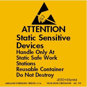 Attention Static SensitiveDevices Removable Labels - 2" x 2"