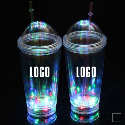 16 Oz. Flashing LED Lighted Cup w/Lid & Straw