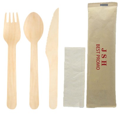 Disposable Wooden Knife With Fork And Spoon Kit