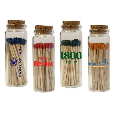 Stick Matches w/Glass Cork Top Bottle