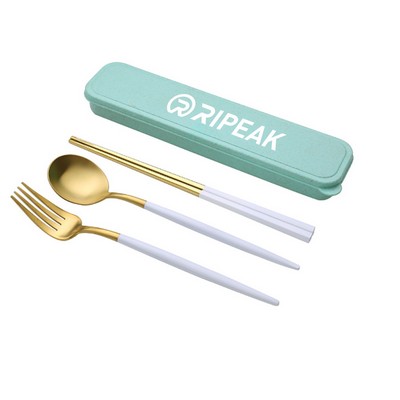 Portable 304 Stainless Steel Spoons Forks And Chopsticks Set