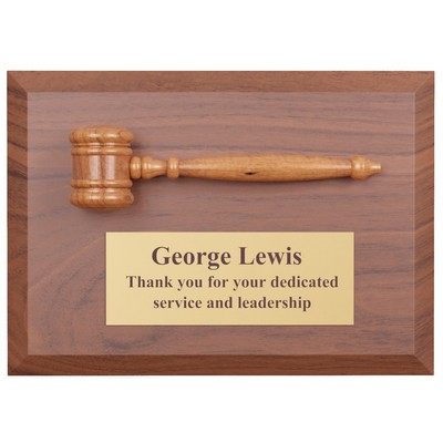 5" x 7" Plaque w/ 5" Petite Miniature Gavel