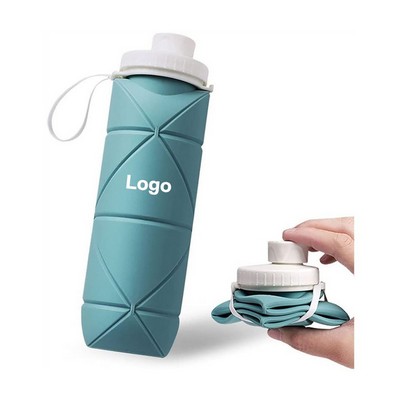 20 Oz. Silicone Folding Sport Water Bottle with Lid