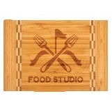 Bamboo Cutting Board w/Butcher Block Inlay (12"x9")