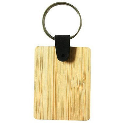 Rectangle Bamboo Keychain