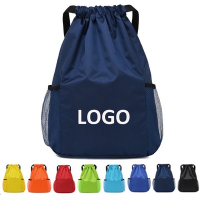 Mesh Panel Drawstring Backpack