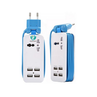 Portable Power Strip with 4 Ports USB