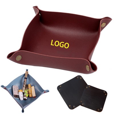 Leather Tray Bedside Storage Tray Box