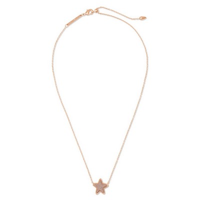 Kendra Scott Jae Star Rose Gold Pendant Necklace in Rose Gold Drusy