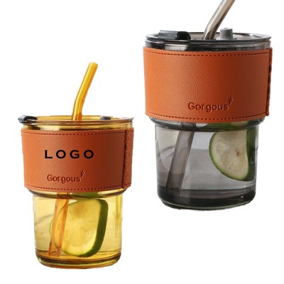 Glass Coffee Cup With Straw