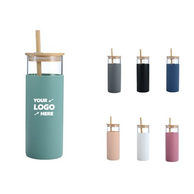 Glass Water Tumbler With Bamboo Lid