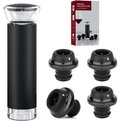 Wine Stoppers and Black Wine Saver Vacuum Pump Wine Stoppers