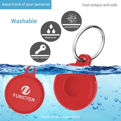 Circular Silicone Key Tag Tracker Cover Access Card Sleeve Anti-Lost Protector Holder W/ Key Ring