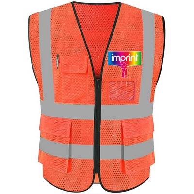 Class 2 Mesh High Visibility Safety Reflective Vest with Pocket