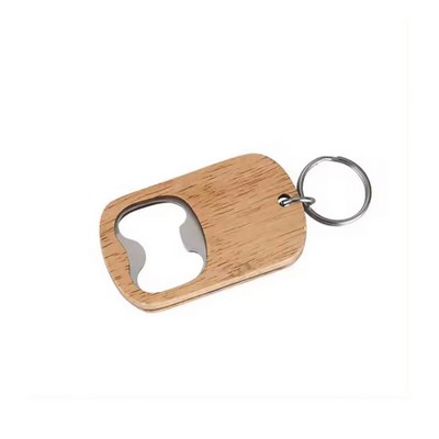 2-in-1 Wooden Bottle Opener Keychain