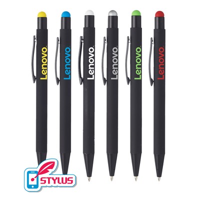 Union Printed - Rubberized Color Pop Pens with Stylus