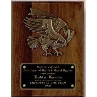 Cast Bronze Eagle Mount on Simulated Walnut Plaque (7"x9")