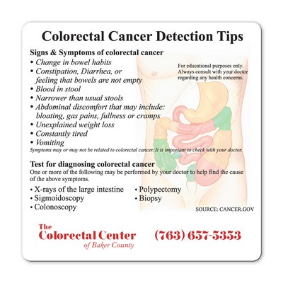 Health & Safety Laminated Colorectal Cancer Magnet