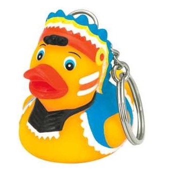 Rubber Indian Chief Duck Key Chain©