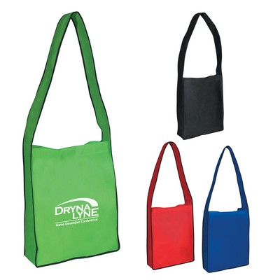 Non-woven Messenger Tote Bag With Hook And Loop Closure