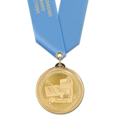 2" Reading Brite Laser Medal w/ Satin Neck Ribbon