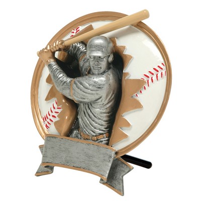 Baseball, Male, 3-D Sport Blaster Oval Resin Plate - 5-3/4" x 6"