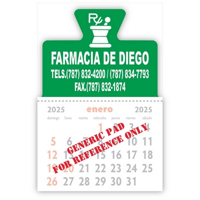 Designer Shaped Kwik-Stik Textured Vinyl Spanish Calendar w/ Triangular Top