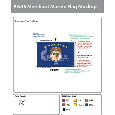 Merchant Marine Flags 2x3 foot