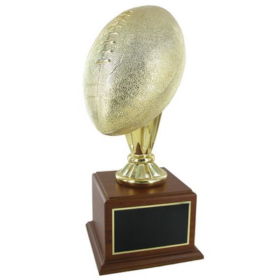 17" Gold Football Trophy w/10½" Ball on Walnut Base