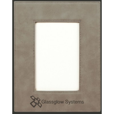 Grigio Jasmine Picture Frame - Grey Faux Leather - Holds photo 4'' x 6''