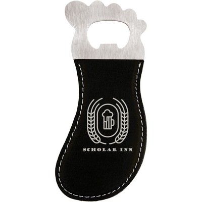 Foot Shaped Bottle Opener with Magnet, Black Faux Leather