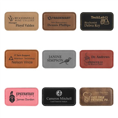 1.75" x 3.25" - Premium Leatherette Name Tags or Badges - Rectangular