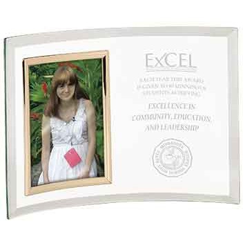 10" x 7" Jade Glass Crescent with 3 1/2" x 5" Picture Frame