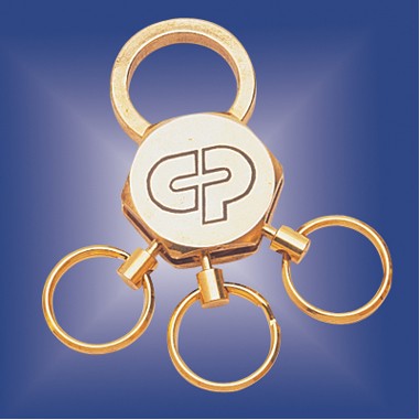 Gold Plated Key Ring W/ 3 Quick Release Ring - ON SALE