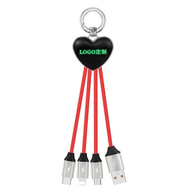 Braided 3 in 1 USB Charging Cable w/LED Logo