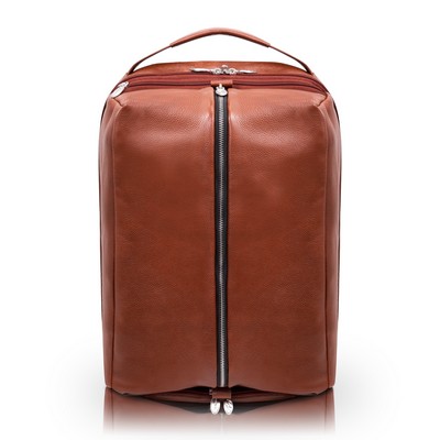 SOUTH SHORE | 17" Brown Leather Carry-All Overnight Laptop & Tablet Backpack | McKleinUSA