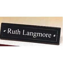 Airflyte® Black Piano-Finish Nameplate w/Acrylic Engraving Plate & 2 Silver Posts