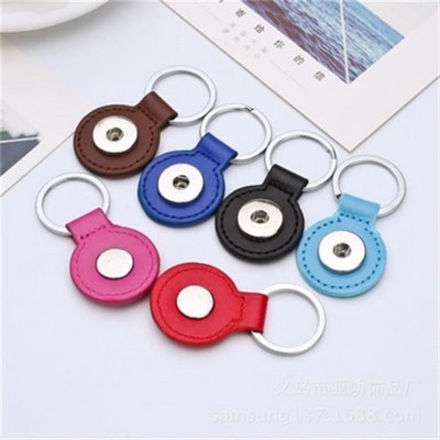 Round PU Leather Keychain