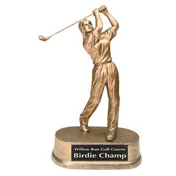 9" Antique Gold Female Golf Resin