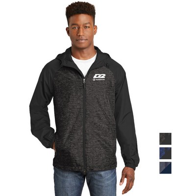 Sport-Tek® Heather Colorblock Raglan Hooded Wind Jacket