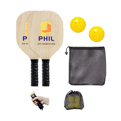 Pickle Ball Wood 2 Paddle Set