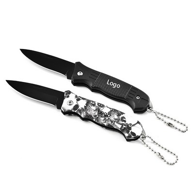 Stainless Steel Folding Pocket Knife with Key Chain