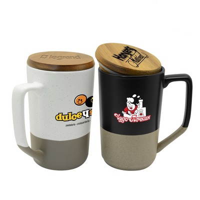 15 Oz. Two-Tone Ceramic Mug w/Lid