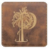 Square Rustic/Gold Leatherette Coaster