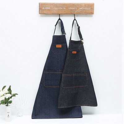 Painting denim fabric aprons for kids